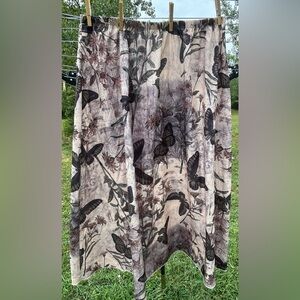 ROMWE Black and Cream Butterfly Print A-Line Skirt elastic waist 2X 20 22 XXL